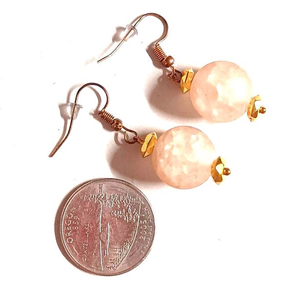 NWT Handmade Crackled Globe Earrings – Pink Champagne - Picture 3 of 3